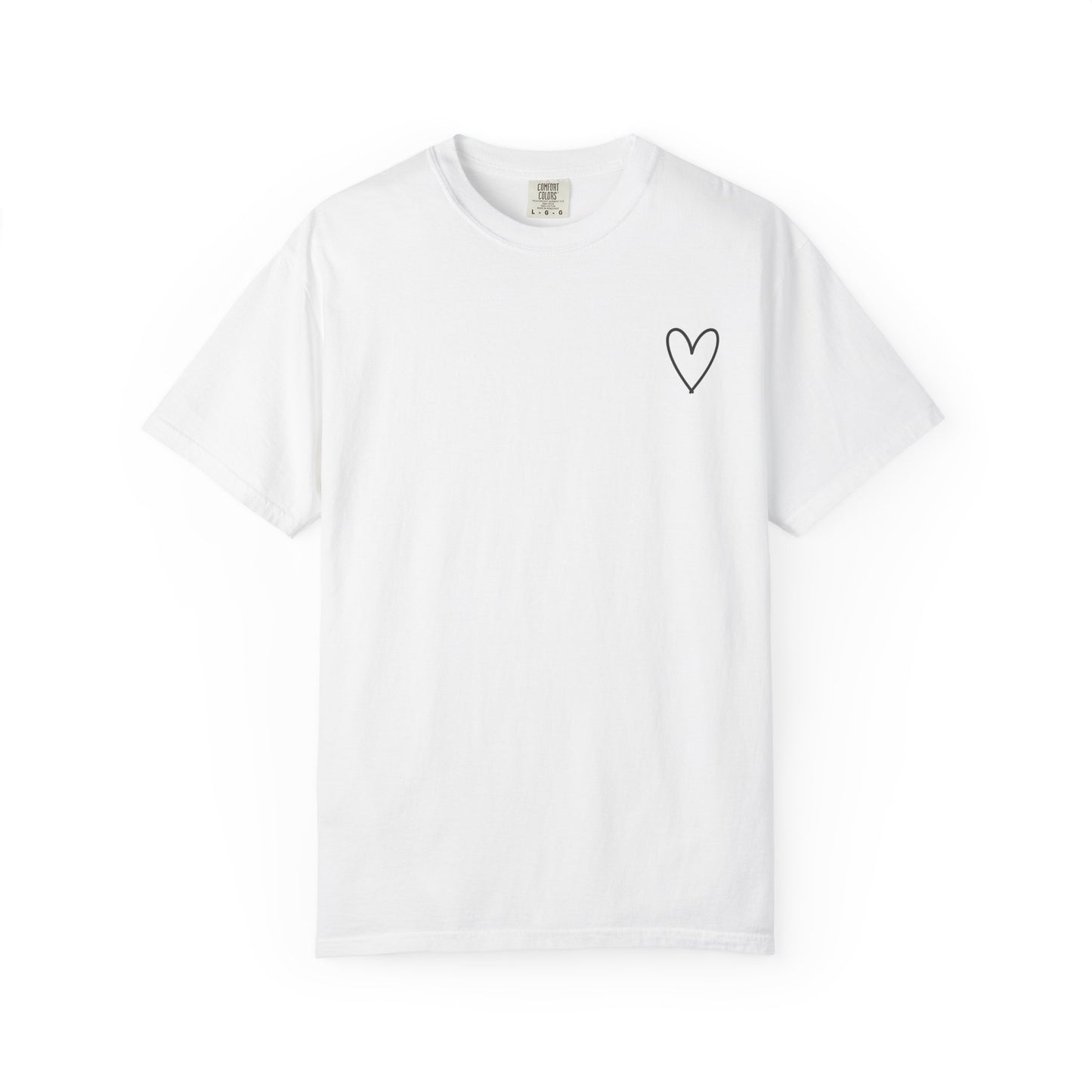 Minimal White Heart Graphic Chest Tee