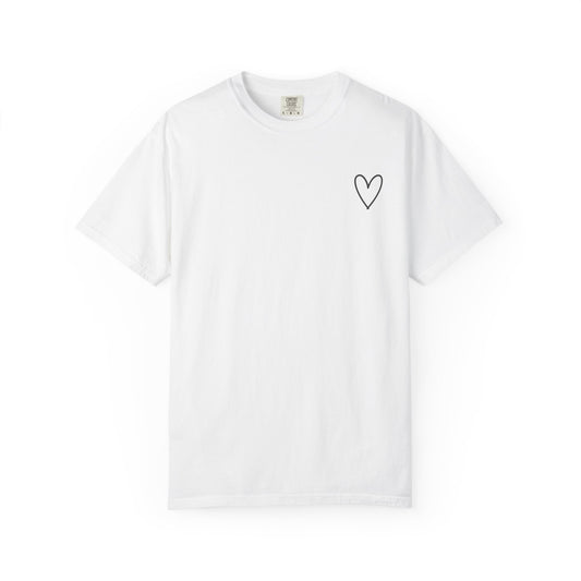 Minimal White Heart Graphic Chest Tee