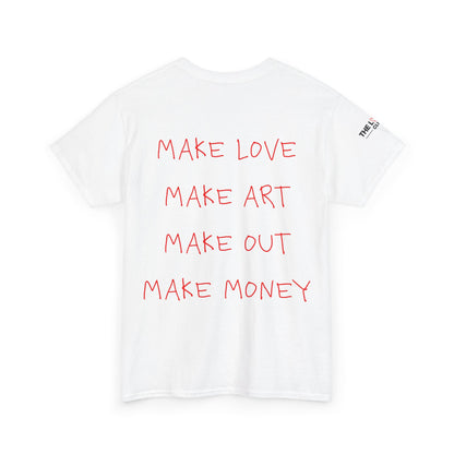 T-Shirt — "Make Love Make Art" Heart Graphic Tee