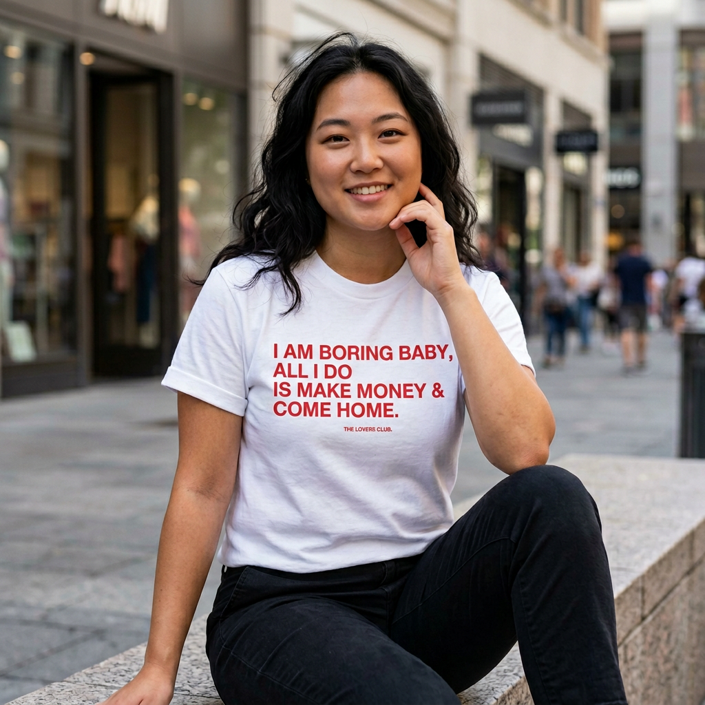 I AM BORING BABY — Funny Minimalist Graphic T-Shirt