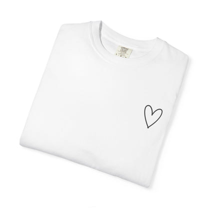 Minimal White Heart Graphic Chest Tee